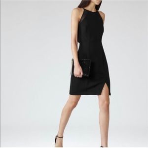 Reiss black cavella sleeveless sheer panels sheath dress